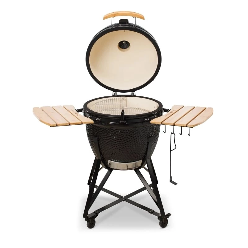 Kamado Bono Grande keraminis grilis 23 inch su anglimis ir vežimėliu, juodas | Kur.lt