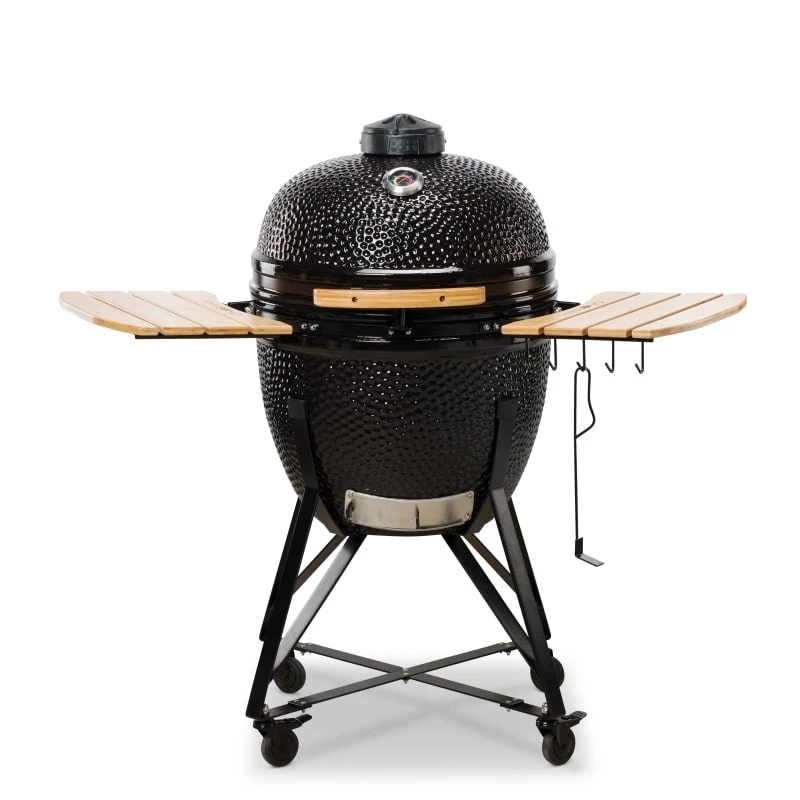 Kamado Bono Grande keraminis grilis 23 inch su anglimis ir vežimėliu, juodas | Kur.lt