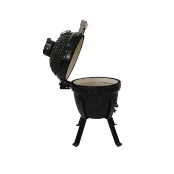 Kamado Bono Picnic keraminis grilis 13 inch su vežimėliu, anglims, juodas
