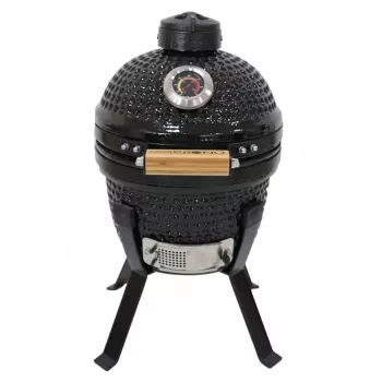 Kamado Bono Picnic keraminis grilis 13 inch su vežimėliu, anglims, juodas