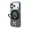 Karl Lagerfeld IML Ring Stand 360 Kameo Metal MagSafe dėklas, skirtas iPhone 18 Pro Max / 17 Pro Max – juodas