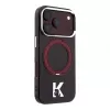 Karl Lagerfeld IML Ring Stand 360 Kameo Metal MagSafe dėklas, skirtas iPhone 18 Pro Max / 17 Pro Max, bordo spalvos