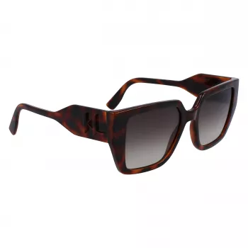 KARL LAGERFELD KL6098SN-240 Moteriški kvadratiniai acetatiniai akiniai nuo saulės - rudas Havana rėmelis, rudi gradientiniai lęšiai - 52/19/140 mm