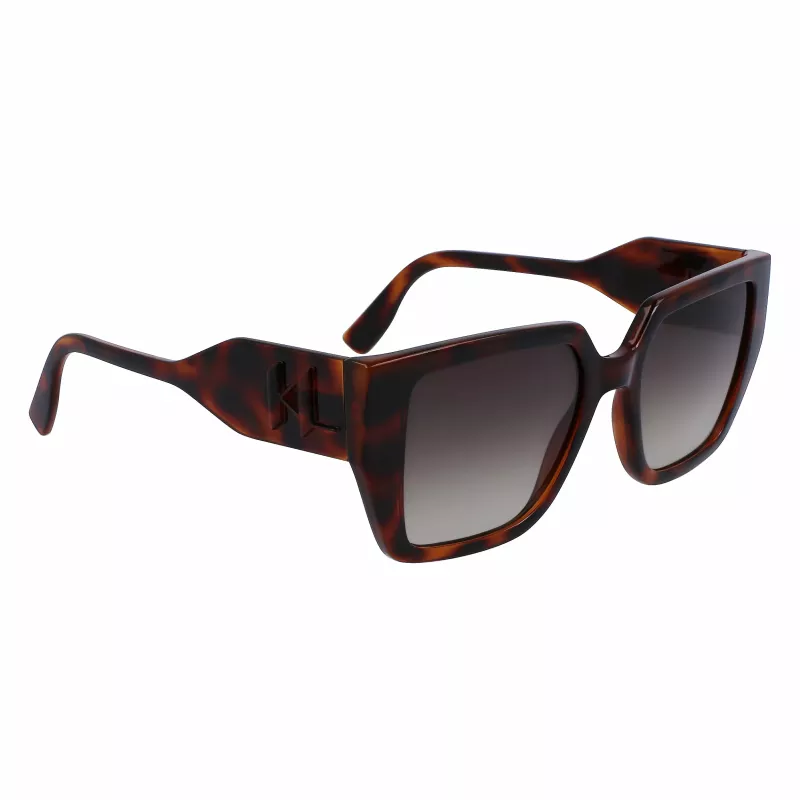 KARL LAGERFELD KL6098SN-240 Moteriški kvadratiniai acetatiniai akiniai nuo saulės - rudas Havana rėmelis, rudi gradientiniai lęšiai - 52/19/140 mm