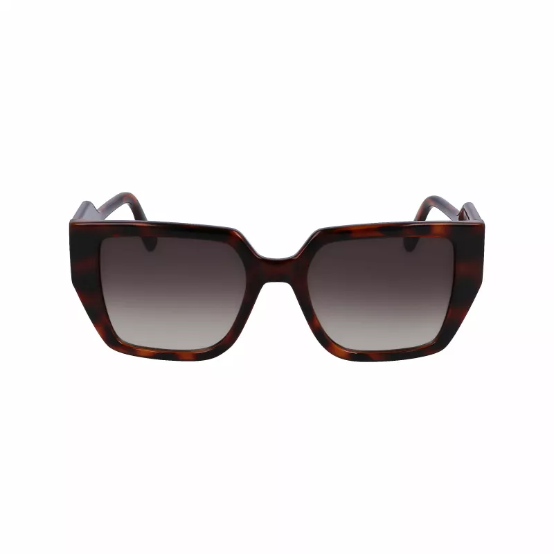 KARL LAGERFELD KL6098SN-240 Moteriški kvadratiniai acetatiniai akiniai nuo saulės - rudas Havana rėmelis, rudi gradientiniai lęšiai - 52/19/140 mm