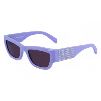 KARL LAGERFELD KL6141S522154 Moteriški katės akies formos akiniai nuo saulės – juodas acetatinis rėmelis, pilki gradientiniai lęšiai, 52 mm