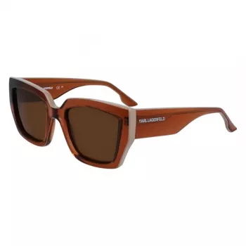 KARL LAGERFELD KL6143S-246 Moteriški akiniai nuo saulės Havana Brown Tortoise acetatinis rėmelis, rudi gradientiniai lęšiai, 53 mm