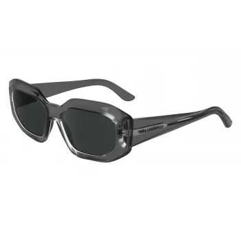 KARL LAGERFELD KL6167S-020 Moteriški kvadratiniai akiniai nuo saulės - juodas acetatinis rėmelis, pilkai dūminiai lęšiai, 53 mm
