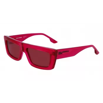 KARL LAGERFELD KLJ6147S Unisex Square Sunglasses – Black Acetate Frame Grey Polycarbonate Lens 56mm