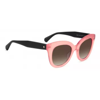 KATE SPADE BELAHS35JF0HA Moteriški katės akies formos akiniai nuo saulės, juodas acetatas, pilki gradientiniai lęšiai, 50 mm
