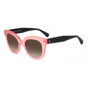 KATE SPADE BELAHS35JF0HA Moteriški katės akies formos akiniai nuo saulės, juodas acetatas, pilki gradientiniai lęšiai, 50 mm