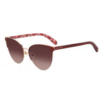 KATE SPADE Moteriški „Izara“ katės akies akiniai nuo saulės – juodas acetato rėmelis su pilkais gradientiniais lęšiais – 57/17/140 mm