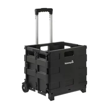 keeeper Olli 45L sulankstomas pirkinių vežimėlis, juodas, 25 kg keliamoji galia, teleskopinė rankena, aliuminio rėmas