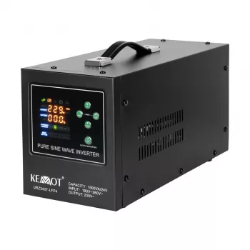 KEMOT PROsinus-1500/24-LFP4 gryno sinuso UPS keitiklis 1500VA/1050W 24V DC į 230V AC su baterijų įkrovikliu