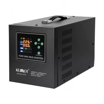KEMOT PROsinus-2000 UPS Inverter 2000VA/1200W Pure Sine Wave 12V 230V su įkrovikliu