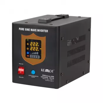 KEMOT PROsinus-500 nepertraukiamo maitinimo šaltinis, gryno sinuso banga, 12V 230V 500VA/300W, juodas