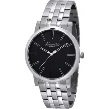 KENNETH COLE Vyriškas analoginis kvarcinis laikrodis IKC9231, 43 mm, juodas ciferblatas, odinis dirželis