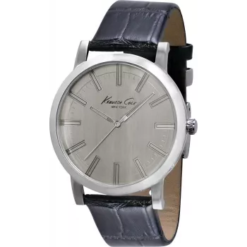 KENNETH COLE vyriškas laikrodis IKC1931 44mm nerūdijančio plieno korpusas mėlynas ciferblatas ruda oda