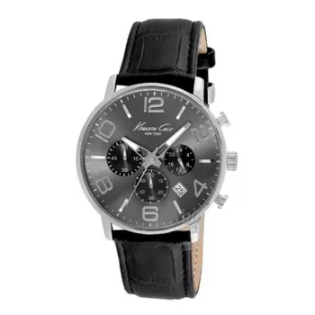 KENNETH COLE vyrų laikrodis IKC8007 42mm juodas ciferblatas odinis dirželis