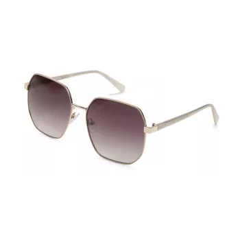 KENNETH COLE moteriški akiniai nuo saulės KC3000-6028T stačiakampiai rudi vėžlio šarvo rašto 60mm