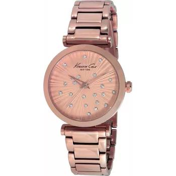 KENNETH COLE moteriškas laikrodis IKC0019 35mm nerūdijančio plieno tinklelio rožinio aukso spalvos
