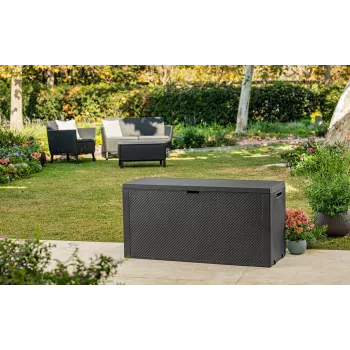 Keter 249384 lauko daiktadėžė stačiakampė, derva, šviesiai pilka, 845 l