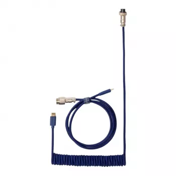 Keychron Coiled Aviator Blue Cable USB-C į USB-A su GX16 4 kontaktų atjungiamu jungtuku, 200 cm