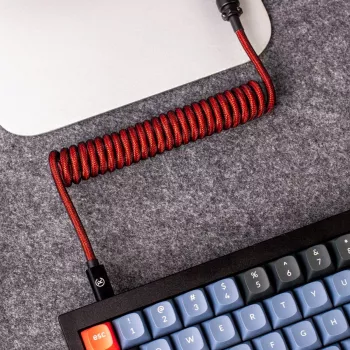 Keychron Coiled Aviator Cable - Raudonas (USB-A į USB-C, 2m, atjungiamas GX12)