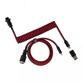 Keychron Coiled Aviator Cable - Raudonas (USB-A į USB-C, 2m, atjungiamas GX12)