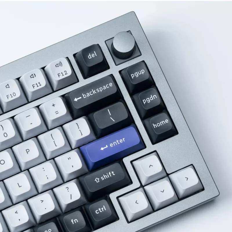 Keychron Double Shot KSA PBT klavišų rinkinys - tamsiai pilka/balti dūmai (137 klavišai, MX tipo, ANSI)