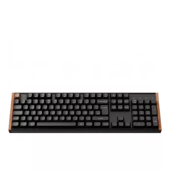 Keychron K10 HE belaidė klaviatūra su magnetiniais jungikliais, vokiškas išdėstymas (juoda/medis, DE išdėstymas, Gateron Double-Rail Magnetic Nebula, karštai keičiami, aliumininis rėmas, RGB)