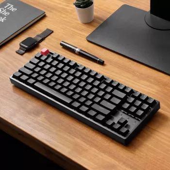Keychron K8 QMK 80% TKL belaidė mechaninė klaviatūra V2 su Red jungikliais - juoda