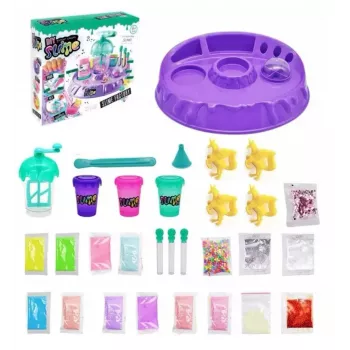 Kiddyz DIY Slime Factory: Didelis rinkinys su blizgučiais ir figūrėlėmis gleivėms gaminti