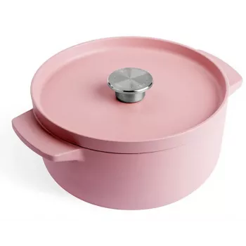 KitchenAid ketaus troškintuvas su dangčiu 22 cm, rožinis