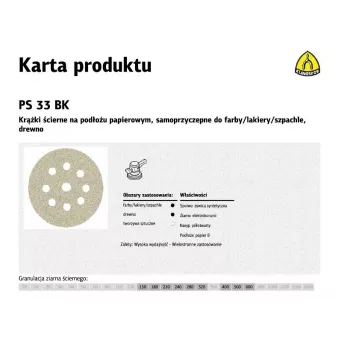 KLINGSPOR SAVILIPNIS ŠLIFAVIMO DISKAS 225mm PS33BK Grūdėtumas P180 GLS38 / 50 vnt.