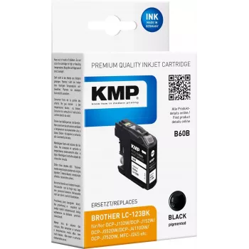 KMP B60B juodas rašalo kasetė, skirta Brother LC-123BK (14,1 ml, suderinama) 1525,4001