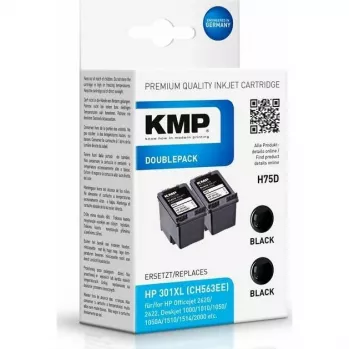 KMP DOUBLEPACK H75D - 2 vnt. - 8 ml - XL - Juoda - Suderinama rašalo kasetė (alternatyva HP 301XL, HP CH563EE), skirta HP DeskJet 1000, 1010, 1050 AiO, 1050A AiO, 1510 AiO, 2000, 2050 AiO, 2050A AiO, 2510 AiO, 2540 AiO, 3000, 3050 AiO, 3050A eAiO