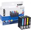 KMP E125V suderinama rašalo kasetė 3 vienetų rinkinys – žydra, purpurinė, geltona, skirta Epson Stylus SX230, SX235, SX430, SX438, WorkForce WF-3520, WF-3530, WF-3540, WF-7015, WF-7515, WF-7525