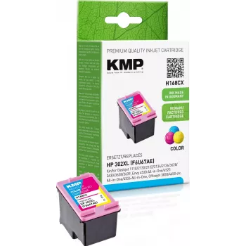 KMP H168CX Suderinama Rašalo Kasetė Trijų Spalvų (Žydra, Purpurinė, Geltona) 12 ml - Pakeičia HP 302XL F6U67AE