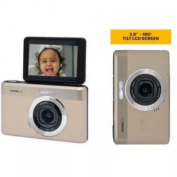 KODAK PIXPRO C1 kompaktiškas fotoaparatas su mobiliuoju ekranu, smėlio spalvos