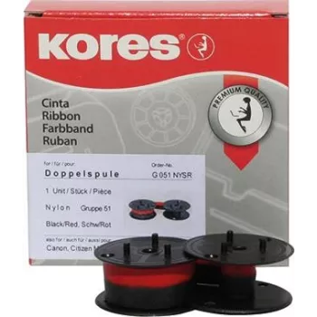 Kores G051NYSR 51 dydžio nailoninė skaičiuotuvo kasetė, juoda/raudona, 13 mm x 4 m