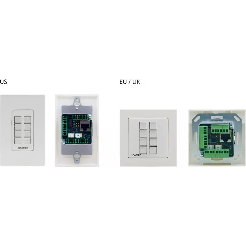 Kramer Electronics RC-208 Wired Control Panel with 8 Programmable Buttons, RS-232/RS-485/Ethernet, White