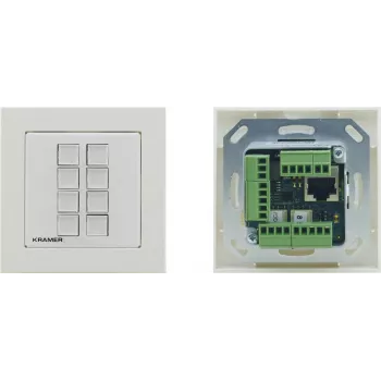 Kramer Electronics RC-208 Wired Control Panel with 8 Programmable Buttons, RS-232/RS-485/Ethernet, White