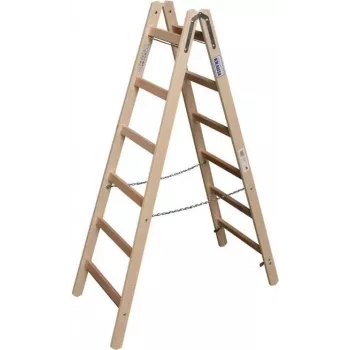 KRAUSE medinės dvipusės laiptinės kopėčios 2x6 laiptelių, pušis, 150 kg, EN 131 170088