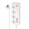 Kruger&Matz Connect P6 išmanusis ilgintuvas su 4 Schuko lizdais ir 4 USB prievadais, Tuya Wi-Fi, baltas