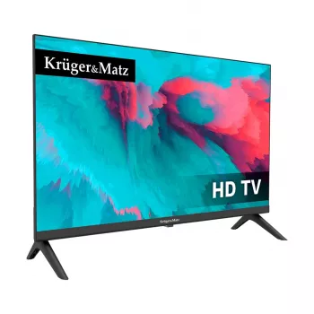 KRUGER & MATZ KM0224-T1 24 inch HD Ready LED televizorius su DVB-T2 H.265/HEVC, 12V automobilio adapteriu, 2x HDMI, USB PVR, viešbučio režimu
