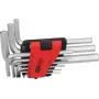 KS TOOLS 151.4540 imperinių šešiabriaunių raktų rinkinys, 9 dalių, 1/16 colio–3/8 colio, sulankstomas laikiklis, chromo vanadžio plienas, matinis chromuotas
