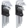 KS TOOLS 22 dalių šešiakampių ir TORX L formos raktų rinkinys su rutuliniu antgaliu ir laikikliu
