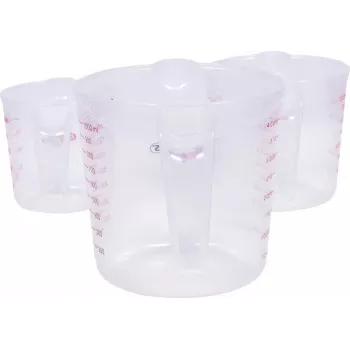 KS TOOLS 150.9205 3 dalių matavimo indelių rinkinys, 250/500/1000 ml, permatomas PP su mėlyna skale, tinkamas maistui, plautuvas indaplovėje, dedasi vienas į kitą