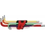 KS TOOLS 9 dalių itin ilgų rutulinių galvučių šešiakampių raktų rinkinys su dviguba rutuline galvute, 1,5-10 mm, chromo vanadžio plienas, matinis chromuotas, DIN ISO 2936, ERGOTORQUEplus 151.3222